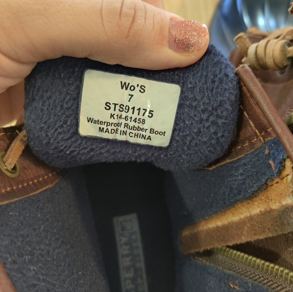 Sperry Duck Boots - Navy and Brown Women's 7 - Picture 3 of 6